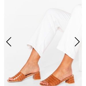 Mule it over Croc Heeled Mules